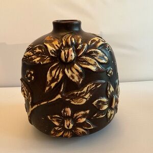 Cizhou Ware Meiping-Style Brown Vase With Carved Lotus Blossom Design